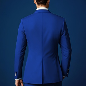 Veste de costume décontractée pour homme en seersucker bleu, sur mesure, OEM, veste de costume sur mesure pour homme - Product Image 4