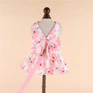 Gaun Anjing Motif Kupu-kupu Berbahan Bubble Lace, Pakaian Hewan Peliharaan Mewah Musim Panas, Gaun Anjing Kecil dengan Tali Kekang yang Serasi - Product Image 4