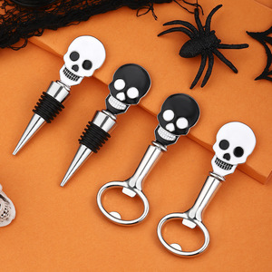 Halloween <b>Skull</b> Wine Bottle Stopper And Opener Set Food Grade Zinc Alloy Wine Accessories For Party <b>Decor</b> - Product Image 1
