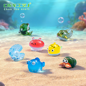 Adornos de micropaisaje Weij: Lindos animales marinos - calamar, orca, medusa, cangrejo ermitaño, accesorios de resina - Product Image 3