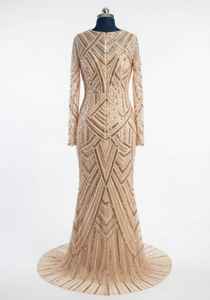 Vestido de Noche Largo de Excelente Calidad con Cuentas Hechas a Mano y Mangas Largas para Eventos Nocturnos y Bodas, Disponible para Suministro Mundial - Product Image 2