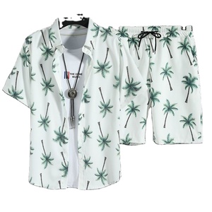 Ensemble de Plage Tendance pour <span class=keywords><strong>Homme</strong></span> Été 2024 : <span class=keywords><strong>Chemise</strong></span> à Manches Courtes et Short Décontractés, Ample et Élégant avec Motif Fleuri - Product Image 1