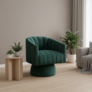 Modern <b>Velvet</b> Swivel Barrel Back Accent <b>Chair</b> for Living Room Furniture Dark <b>Green</b> Upholstered Home Seat D0100X32TDX - Product Image 2