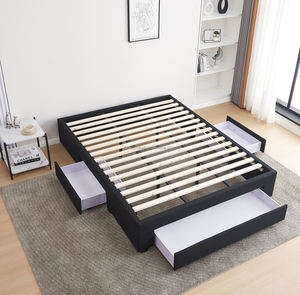 Каркас мягкой кровати с ящиками для хранения, прочная поддержка, льняная тканевая основа для кровати для взрослых - Product Image 1