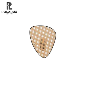 <span class=keywords><strong>Applique</strong></span> <span class=keywords><strong>murale</strong></span> bio contemporaine style Wabi-Sabi en rotin tressé avec cadre en bois unique, écran Cannage - Product Image 1