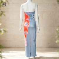 Robe longue sans bretelles sur mesure OEM, coupe ajustée, imprimée, sans manches, pour soirée d'été