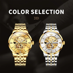 OUPINKE 3308 Montres automatiques japonaises pour hommes, marque originale, montre-bracelet mécanique à double face ajourée, montres dorées de luxe haut de gamme - Product Image 6