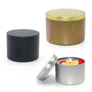 16 Oz Candle Tin Luxury Black Metal Tin Crafts Factory Wholesale 10oz Tin Candle Containers