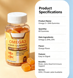 Private Label 60 Gummies <strong>Omega3</strong> + DHA EPA Gummies Orange Flavor Brain Heart Joint Health Immune Support Gummy - Product Image 5
