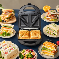 Machine à sandwich électrique compacte et rapide, avec double poche antiadhésive, voyant lumineux et verrouillage sécurisé, idéale pour les petites cuisines