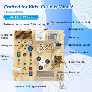 Tavola delle Attività, Giocattolo Montessori per Bambini da 1-4 Anni, Regalo Ideale per Bambini da 1+ Anno, Giocattolo Sensoriale in Legno per Viaggi - Product Image 5