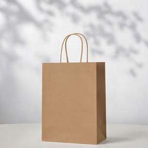 Wholesale Eco Reusable Biodegradable Carry Craft Boutique Gift Shopping Packaging <b>Pink</b> Brown Kraft <b>Paper</b> <b>Bag</b> - Product Image 2