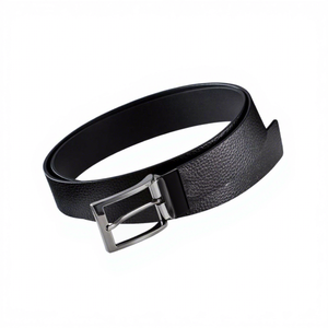 Ceinture décontractée pour homme en cuir de vachette noir écologique BS INTERNATIONAL, motif floral imprimé par transfert thermique, boucle en acier en forme de crâne, 3,8 cm - Product Image 4