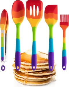 Heat Resistant <b>Rainbow</b> Cooking Utensils Silicone Spoon Spatula Ladle Cooking Utensil Set for Kitchen - Product Image 1