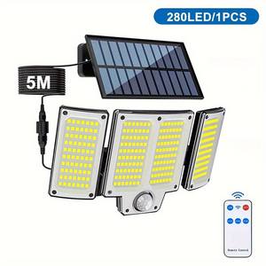 Luces Solares para Exteriores, 280 LED, con Sensor de Movimiento, Alimentación Solar, con Control Remoto, Luces de Seguridad LED Solares para Pared, del Anochecer al Amanecer - Product Image 2