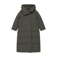 Manteau long matelassé pour femme avec logo personnalisé, couleur olive foncé, col asymétrique à revers, boutons-pression, coupe-vent, doudoune d'hiver pour femme