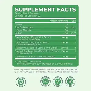 Vetverbrandende Gummies met Groene Thee Extract, voor een Platte Buik, Gewichtsbeheersing, Verbeterte Spijsvertering, Metabolisme en Gezondheidsondersteuning voor afslanking - Product Image 6