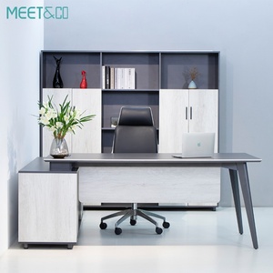 Modern Convertible MFC Wood Panel Executive Office <b>Table</b> for Boss for Home Office or Workshop Use - Product Image 1