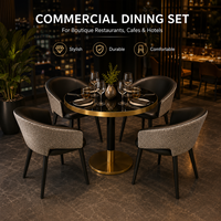 Ensemble de table ronde de café moderne avec bordure dorée et 2 fauteuils rembourrés, mobilier de salle à manger pour café, hôtel, bistrot