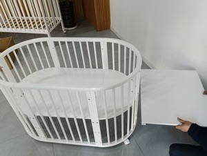 Modern Bedroom Baby Bed Crib Multifunction <strong>Round</strong> Bed Net Bottomless Foldable Wooden Baby <strong>Cot</strong> Bed Crib