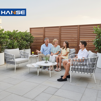 Vente flash : Canapé d'extérieur contemporain en osier, ensemble de patio en teck résistant aux intempéries, imperméable, pour usage hôtelier