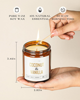 Bougie parfumée en verre ambré de style moderne haut de gamme, 50 heures de combustion, parfum longue durée, personnalisable pour la maison, le salon, l'hôtel