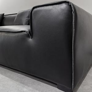 Minimalist อิตาเลี่ยนหรูหราโซฟาเทียมขนาดใหญ่โมเดิร์นโซฟาหนังสีดําโซฟาแบ่งที่นั่ง 3 ที่นั่ง - Product Image 2