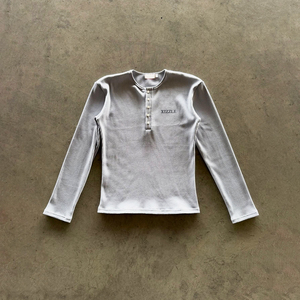 Chemise thermique à manches longues en tricot gaufré 100 % coton, coupe ajustée et élastique, design personnalisé en usine - Product Image 2