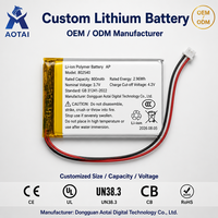 Batterie Lipo rechargeable AOTAI 802540 3.7V 800mAh 27g avec PCM pour équipement médical et de beauté portable (500+ cycles)