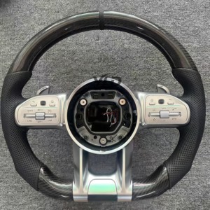Volante de Fibra de Carbono con Cuero Negro y LED RPM, Mejora Deportiva para <span class=keywords><strong>Mercedes</strong></span>-<span class=keywords><strong>Benz</strong></span> <span class=keywords><strong>AMG</strong></span> Clase C/E/S - Product Image 3