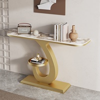 Table console en ardoise de luxe léger, design détachable, rangement ouvert, style moderne simple, semi-circulaire, pour entrée, couloir, hall d'entrée, table d'appoint