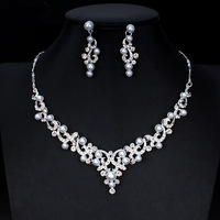 Bijoux de mariée à la mode couleur or femmes collier boucles d'oreilles ensemble de luxe bijoux de mariage affichage ensemble indien pour mariée Opp sac alliage