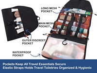 Top Factory Compact Travel Toiletry Bag,Roll Up Dopp Kit Salle de bain Rasage Douche Médecine Hygiène Sac pour Voyager
