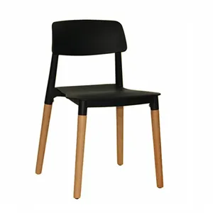 Nuevo diseño, duradero, moderno, cómodo, de plástico, patas de madera, silla de comedor para el hogar, oficina y cocina - Product Image 1