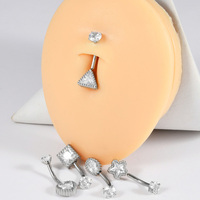 Gaby Edelstahl 316L Herzförmiger Zirkon Bauchnabelpiercing 6mm Exquisit Galvanisierter Körperschmuck für Tägliches Tragen