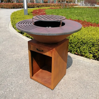 Barbecue extérieur en acier Corten pour feu de camp, table de cuisson au bois