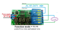 KC22B02 DC 5V 12V 2CH 9 fonctions temporisation relais Module contrôleur LED moteur cycle inverse boucle minuteries verrouillage interrupteur