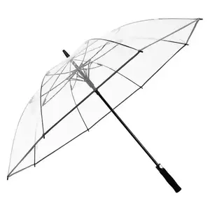 Cadeau de pluie promotionnel de luxe en PVC POE coupe-vent automatique personnalisé droit Promotion Parapluie transparent parasol avec logo
