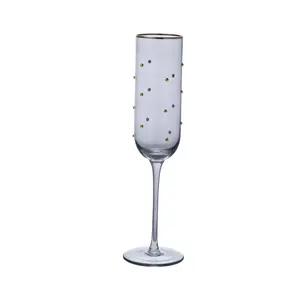 स्टेमलेस वाइन ग्लासेस एलिगेंस वाइन ग्लासेस सब्लिमेशन गोल्ड रिम ट्यूलिप आकार का शैम्पेन बांसुरी वाइन ग्लासेस