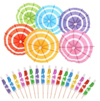 Estick Ensemble d'inserts pour gâteau transfrontalier, fluorescent, en forme de parapluie de fruits hawaïens en paille, motif nid d'abeille 3D et flamant rose