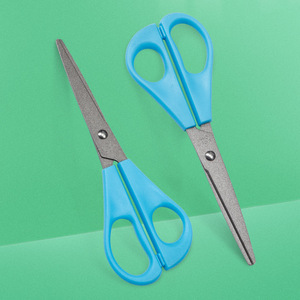 Stainless Steel Office Scissors Blue Straight Head For Home And Student Use 0250 Paper Cutting Stationery - Product Image 1
