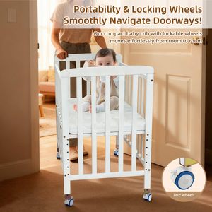 <span class=keywords><strong>Cuna</strong></span> Convertible para Bebé - <span class=keywords><strong>Cuna</strong></span> Portátil para Lado de la Cama, <span class=keywords><strong>Cuna</strong></span> de 3 Alturas <span class=keywords><strong>con</strong></span> <span class=keywords><strong>Ruedas</strong></span> para Habitaciones Pequeñas y Recién Nacidos - Product Image 5
