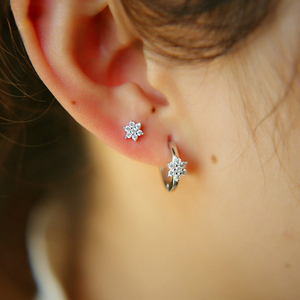 New Arrival Earrings Cute Jewelry Delicate Girl Women Ear <strong>Stud</strong> 925 Sterling <strong>Silver</strong> Small Minimalist Earring Tiny Cz Flower - Product Image 6