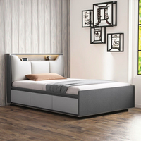 Lit de chambre d'enfant de luxe, taille complète 1,35*1,9m, avec tiroirs de rangement, lit simple