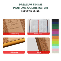 Nouveau produit : Bible personnalisée avec impression couleur, reliure cousue en cuir marron de qualité supérieure, design cadeau, protection.
