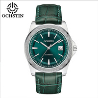 OCHSTIN Montre mécanique automatique pour homme, cadran en verre, lunette guillochée, bracelet en cuir, montre-bracelet de luxe pour affaires et occasions décontractées
