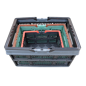 QS Foldable Collapsible Shopping <strong>Small</strong> Plastic Crate Vegetable Storage <strong>Baskets</strong> with <strong>Handles</strong> - Product Image 2