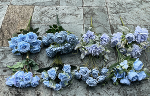 Ortensia Factory Blue Wedding Flowers Baby Blue Rose Artificial Sky blue Plants per la decorazione <span class=keywords><strong>di</strong></span> fiori <span class=keywords><strong>di</strong></span> seta all'ingrosso - Product Image 4