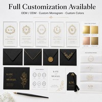 Cartes d'invitation de mariage en acrylique, monogramme en feuille d'or transparente, enveloppe en vélin translucide, enveloppe noire, noms personnalisés
