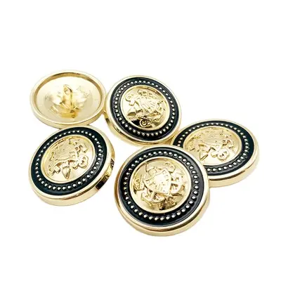 Venta caliente Oro Negro aleación vástago tipos Ropa Accesorios botones logotipo personalizado botón de metal